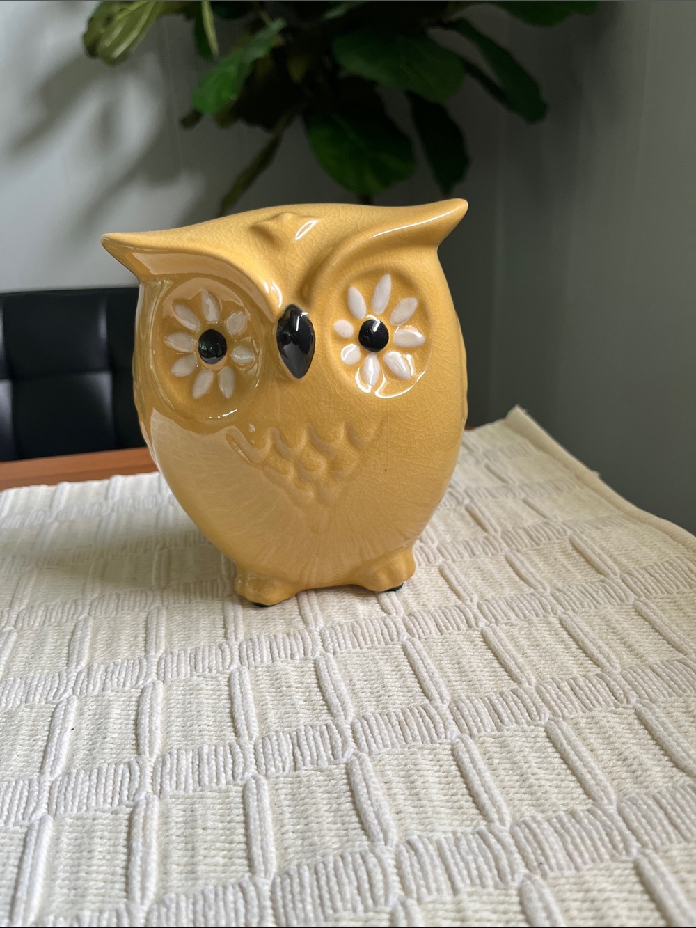 Yellow Ceramic Owl